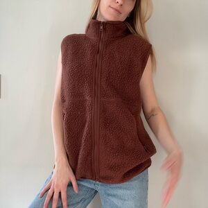 TNA Chocolate Brown Fleece Vest